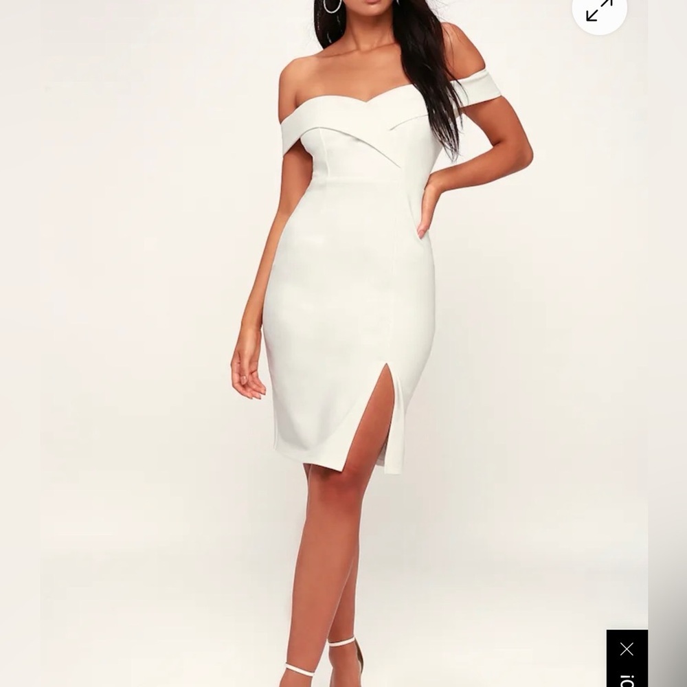 Lulu's Classic Glam White Off Shoulder Bodycon Dress Size XS NWT - Picture 14 of 15